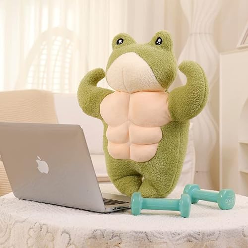 Alzzlie Cute Green 3D Muscle Frog Plush Toy Soft, Huggable, Lovely Super Soft Green Muscle Frog Plush,Funny Huggable, Stuffed Froggy Dolls, Adorable Plush Frog for Kids 21.6 - M 55CM