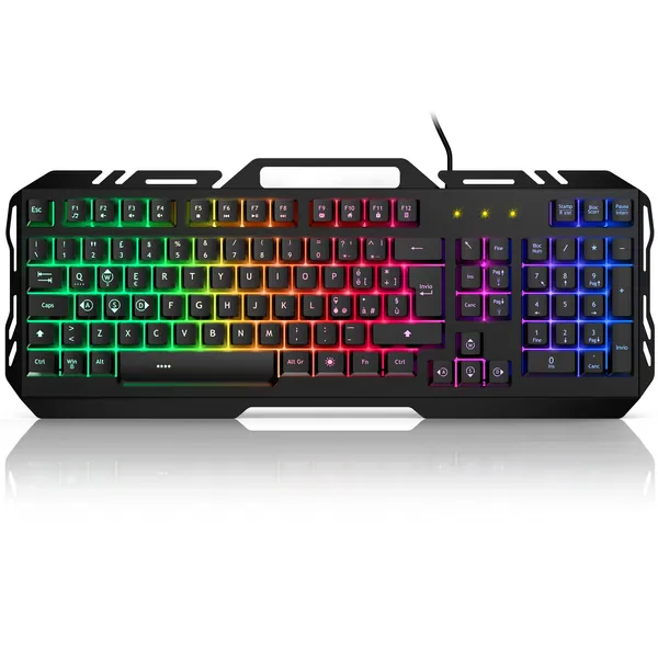 Tastiera Gaming Cablata, Rainbow Retroilluminata RGB Tastiera, Anti-ghosting per PC, Computer, Laptop, Mac -Italiano QWERTY + NUOVA VERSIONE 2022