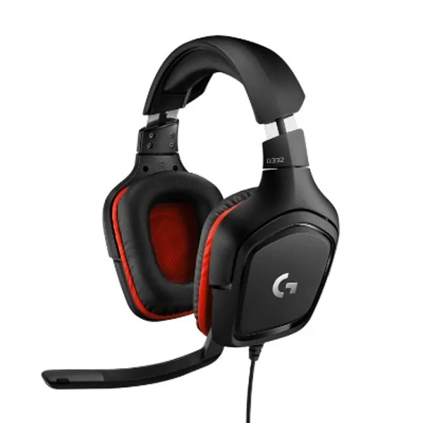 Logitech G332 Cuffie Gaming Cablate, Audio Stereo, Driver da 50 mm, Jack Audio 3.5 mm, ‎Microfono Flip-To-Mute, Padiglioni Rotanti, Leggere, PC/Mac/Xbox One/PS4/Nintendo ‎Switch, ‎Nero/Rosso