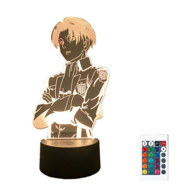 3D Illusion Lamp Led Night Light Anime Attack-on-Titan Levi Face Design per bambini Kid Boys Room Decor Lampada da tavolo in acrilico regalo