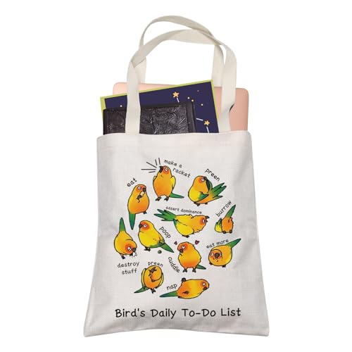 Sun Conure Lover Gift Bird's Daily To-Do List Shopping Bag Parrot Owner Reusable Bag - Bird's Daily