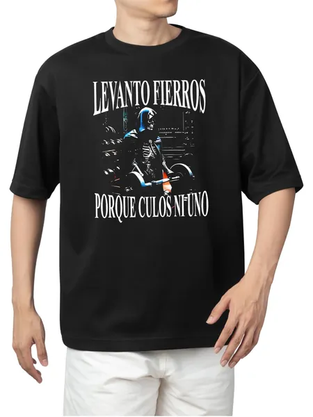 Genérico Playera Manga Corta algodón calacas chidas Gym levanto fierros - M