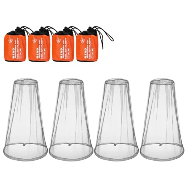 HESTYA 4 Pack Mosquito Net Face Mesh Net Protecting Net for Outdoor Hiking Camping Climbing Mosquito Fly Insects Preventing (Regular Size, Grey) - Gray - Regular Size