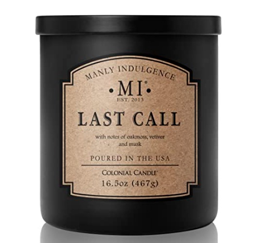 Manly Indulgence Last Call Jar Candle 16.5 oz - Woodsy Vetiver, Oakmoss - Citrus & Spicy Hints - Eucalyptus - Up to 60 Hour Burn - Soy Blend Wax, USA Poured - Last Call - 16.5 oz