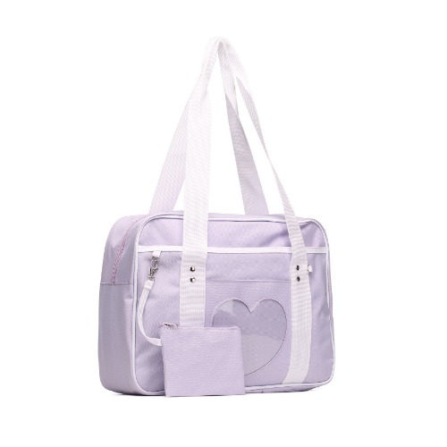 STEAMEDBUN Kawaii Ita Bag Japanese School Bag Cute Tote Bag Large Shoulder Anime Heart Purse - Purple