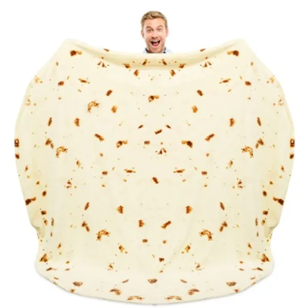Zulay (71 Inch) Giant Burrito Blanket Double Sided - Novelty Big Burrito Blanket for Adult and Kids - Premium Soft Flannel Round Burrito Tortilla Blanket for Indoors, Outdoors, Travel, Home and More