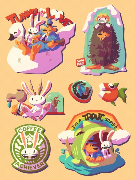 Sam & Max Hit the Road Sticker Sheet - 6 "x8"