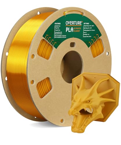 OVERTURE PLA Filament 1.75mm PLA 3D Printer Filament, 1kg Cardboard Spool (2.2lbs), Dimensional Accuracy +/- 0.02mm, Fit Most FDM Printer (Royal Gold) - Royal Gold