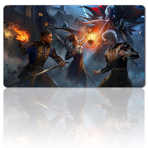 Battle for Baldur's Gate - Gaming Mouse pad TCG Playmat, Rubber Anti-Slip Base MTG Playmat, Board Game Table Mat for Trading Card Games and Free Bag