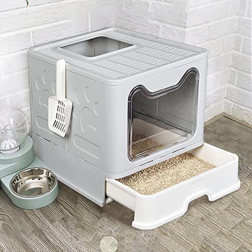 Belvie Pets Extra Large Cat Litter Box - Spacious Kitty Litter Tray with complementory Scoop and Drawer Design for Easy Cleaning and Convenience - Foldable $46.95