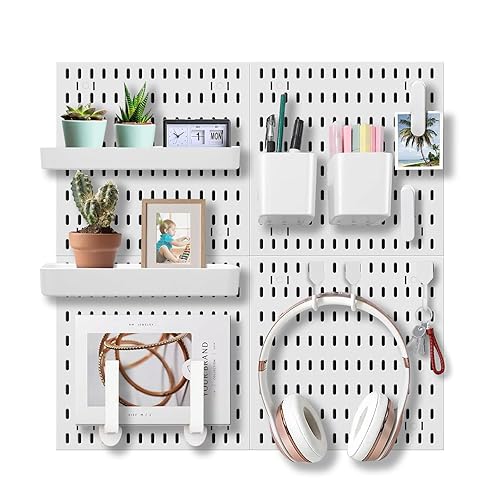 EVDBOBO Wall Organizer Peg Board - Elevate And Declutter Your Gaming And Office - Create A Perfectly Structured Space(White) - White