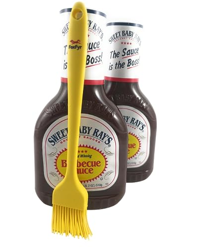 BBQ Sauce Bundle Includes (2) 18oz Containers Of Sweet Baby Ray's Original Award Winning Barbecue Sauce and 1 Silicone FoxFyr Basting Brush (Top-Shelf Dishwasher Safe) - Professional-Grade Flavor!