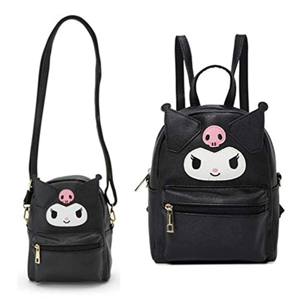 Umhängetasche Cute My Melody Kuromi PU Leder Schultertasche Messenger Bag Kleiner Rucksack Crossbody Taschen für Frauen Mädchen Crossbody Bag