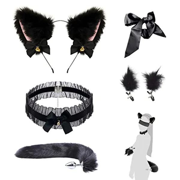 Cat ears, choker, buttplug, etc. IN PINK!!!!