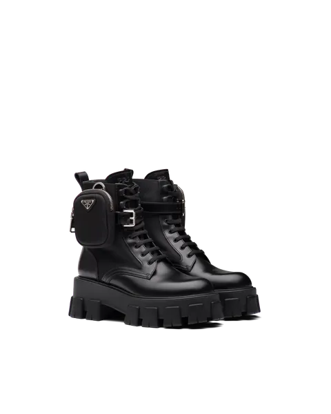 Monolith leather and nylon fabric boots