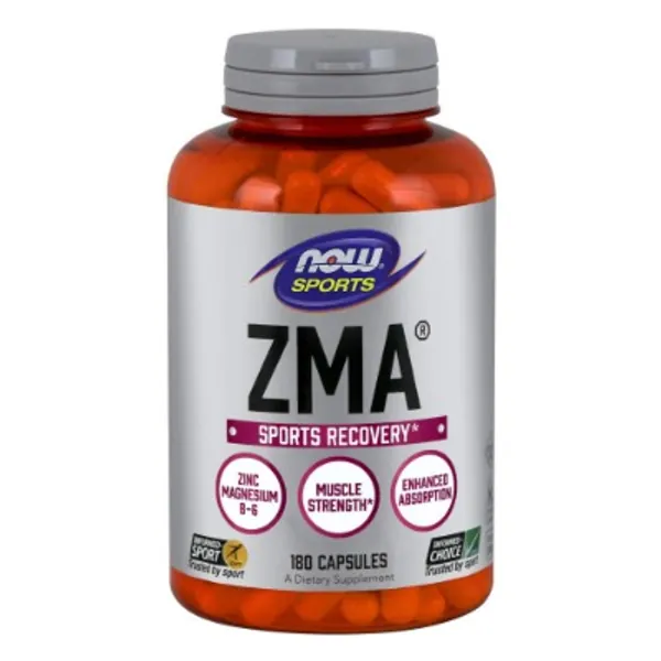 NOW Sports Nutrition, ZMA (Zinc, Magnesium and Vitamin B-6), Enhanced Absorption, Sports Recovery*, 180 Capsules