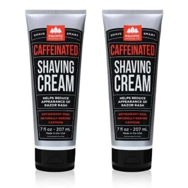 Pacific Shaving Company Caffeinated Shaving Cream, Paraben-Free, Made in USA, 7 oz (Pack of 2)