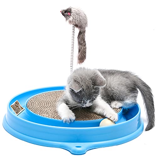 AUOON Cat Scratcher Toy, Cat Toy, Scratch pad,Scratching Toy,Post Pad Interactive Training Exercise Mouse Play Toy with Ball for Cat Kitty Puppy - Blue