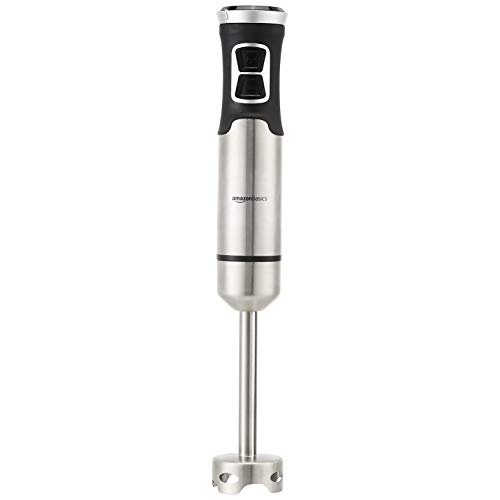 Amazon Basics 500 Watt Multi-Speed Immersion Hand Blender, Silver - Silver - Without Attachments - Blender