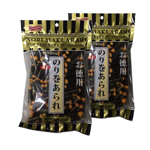 Shirakiku Japanese Nori Maki Arare Rice Crackers with Seaweed | Glutinous Rice, Soy Sauce, Wheat, and Seaweed | Crispy and Savory Cracker Snacks, Seaweed Flavor, 5 Oz - (Pack of 2) - Seaweed - 5.00 Ounce (Pack of 2)