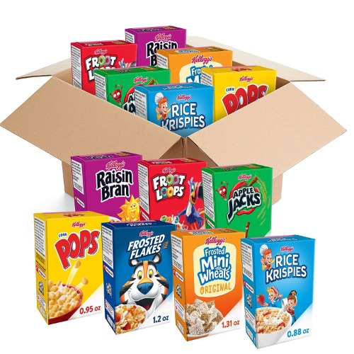 Kellogg's Cold Breakfast Cereal, Bulk Pantry Staples, Kid Snacks, Variety Pack (48 Boxes) - 1 Count (Pack of 1)
