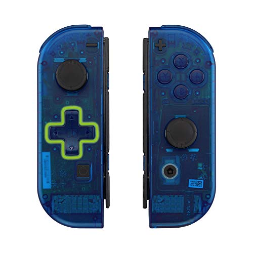 eXtremeRate Transparent Clear Blue Joycon Handheld Controller Housing (D-Pad Version) w/Full Buttons, DIY Replacement Shell Case for Nintendo Switch & Switch OLED Joy-Con – Console Shell NOT Included - Clear Blue