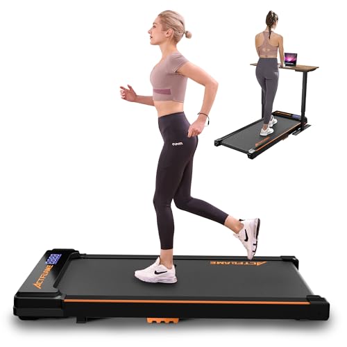ACTFLAME Walking Pad Under Desk, Portable Treadmill for Home and Office, 2 in 1 Walking Pad with Remote Control 265LB Capacity, 2.5HP Compact Treadmill with LED Display for Walking and Running - Black