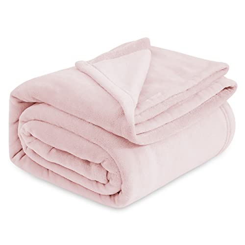 Bedsure Fleece Blanket Queen Blanket Pink - Bed Blanket Soft Lightweight Plush Fuzzy Cozy Luxury Microfiber, 90x90 inches - Queen (90" x 90") - Pink