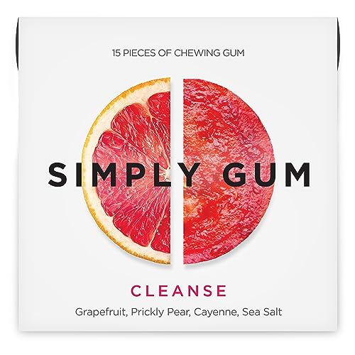 Simply Gum | Cleanse with Grapefruit and Prickly Pear | Pack of Six (90 Pieces Total) | Synthetic Free + Aspartame Free + non GMO - Cleanse