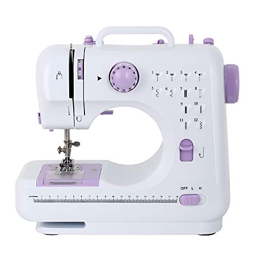 Portable Sewing Machine Mini Electric Household Crafting Mending Sewing Machines Multi-Purpose 12 Built-in Stitches with Foot Pedal for Home Sewing, Beginners, Kids (Purple) - purple