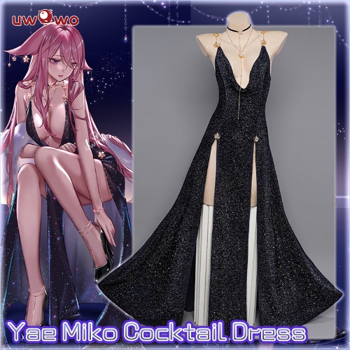 【In Stock】Uwowo Genshin Impact Fanart: Yae Miko Gown Cocktail Dress Formal Wear Sexy Cosplay Costume - Set A XL