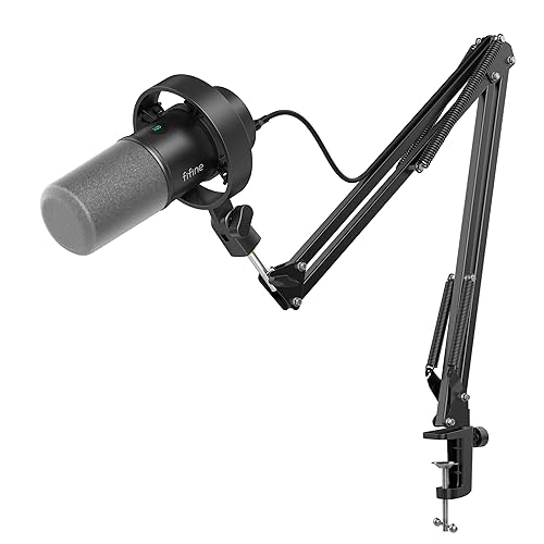 FIFINE K688 Podcast Microphone Kit, USB/XLR Dynamic Microphone with Boom Arm for PC/XLR Mixer, Gaming Mic with Mute Button, Headphone Jack for Vocal, Voice-Over, Streaming, Music Recording -K688CT