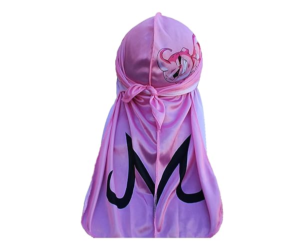 Design Durag- Anime Long Tail Silky Satin Doo Rag with Breathable and Stylish Wave Cap Design (Maji bu 2) Pink
