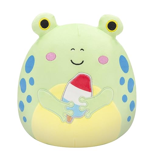 Squishmallows Original 8-Inch Limell Frog with Blue Spots Holding Popsicle - Official Jazwares Plush - Frog - 8 inch