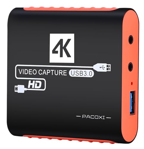 Capture Card for Nintendo Switch with 4K Pass-Through, USB3.0 1080P 60FPS HDMI Video Cam Link Game Capture for Streaming, Work with Xbox PS4 PS5 PC DSLR for OBS Twitch Live Broadcasting and Recording - Orange
