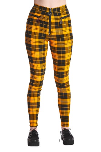 Banned Alternative Check Me Out Tartan Style Trousers | 2XL / Yellow