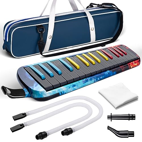 CAHAYA Melodica Instrument 32 Keys: Double Tubes Mouthpiece Air Piano Keyboard Musical Instrument with Carrying Bag 32 Keys CY0347 - Multi