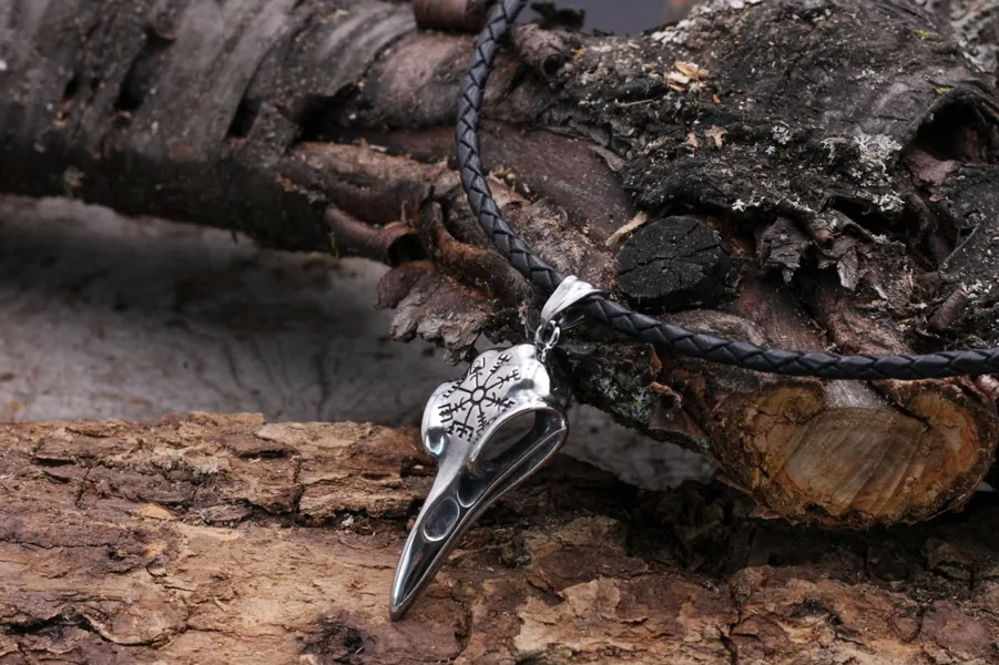 Viking Pendant, Raven Head Necklace