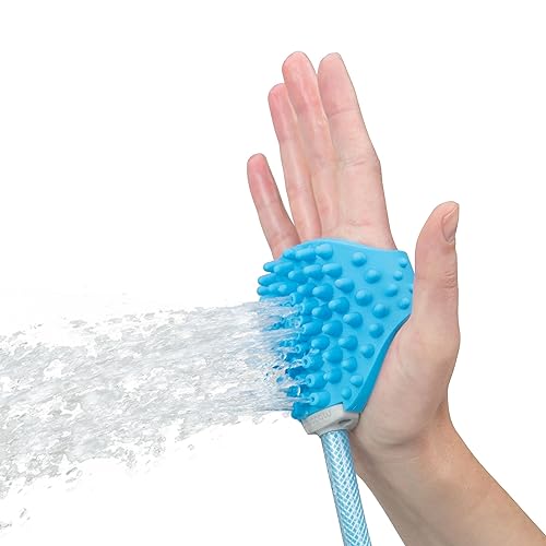 Aquapaw Dog Washer & Shower Attachment | Fast & Easy Indoor & Outdoor Pet Bathing, Massaging & Grooming | Includes 8-Foot Dog Shower Hose | Sprayer & Scrubber in 1 | As Seen on Shark Tank - Blue
