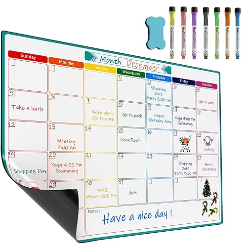 KTRIO Monthly Planner Whiteboard A3 Magnetic Whiteboard for Fridge Calendar Month Planner Monthly Wall Planner Reminder Board for Meal Planning or Shopping - Month Planning Boards