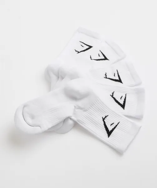 Gymshark Crew Socks 5pk - White | Small