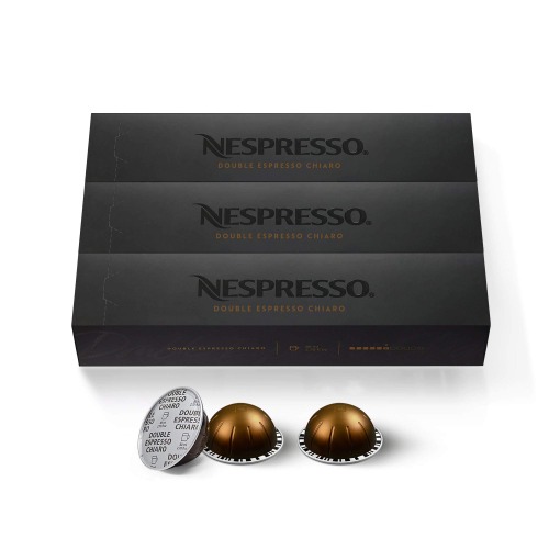 Nespresso Capsules VertuoLine, Double Espresso Chiaro, Medium Roast Espresso Coffee, 30 Count Coffee Pods, Brews 2.7 Ounce - Double Espresso Chiaro