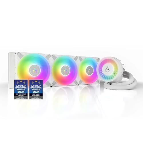 ARCTIC Liquid Freezer III 360 A-RGB - CPU AIO Water Cooler, Water Cooling PC, Intel & AMD, Efficient PWM-controlled pump, Fan: 200–2000 rpm, LGA1851 and LGA1700 Contact Frame - White