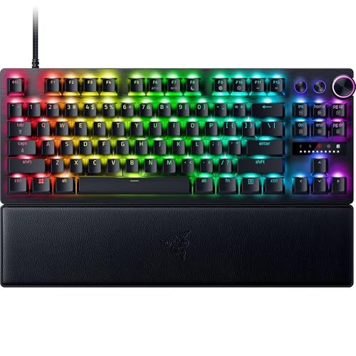 Razer Huntsman V3 Pro TKL Esports Gaming Keyboard: Analog Optical Switches - Snap Tap Mode - Rapid Trigger - Adjustable Actuation - Media Keys & Dial - Doubleshot PBT Keycaps - Wrist Rest - TKL