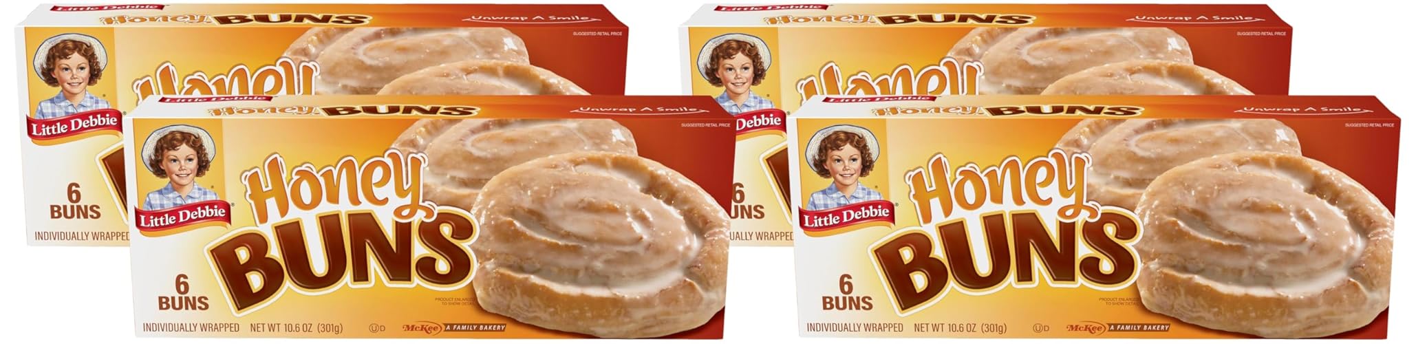 Little Debbie Honey Buns, 10.6 oz (Pack of 4) - 10.6 Ounce (Pack of 4)