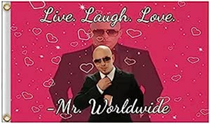 AUMIAU Mr. Worldwide Live Laugh Love Flag Banner 3x5 Feet College Dorm Room Man Cave Frat Wall Outdoor Flag