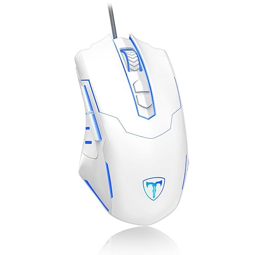 WEEMSBOX Gaming Mouse, Wired Gaming Mice [Breathing RGB LED] [Plug Play] High-Precision Adjustable 7200 DPI, 7 Programmable Buttons, Ergonomic Computer USB Mouse for Windows/PC/Mac/Laptop Gamer-White - White
