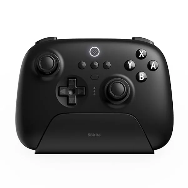 8Bitdo Ultimate Bluetooth Controller with Charging Dock, Wireless Pro Controller with Hall Effect Sensing Joystick, Compatible with Switch, Windows and Steam Deck (Black) - Black