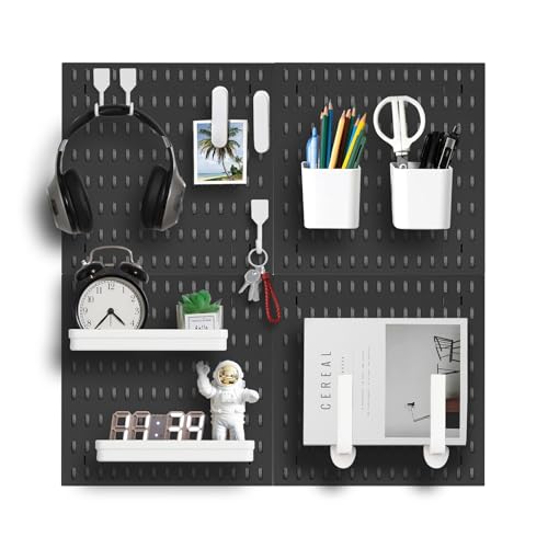 Zestify Revamp Your Space With A Versatile Pegboard Kit - Effortlessly Organize Home, Office, And Gaming Setup With Customizable Hanging Solutions (Black) - Black
