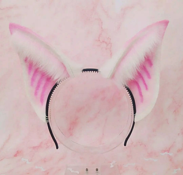 Bat Ears - White & Pink